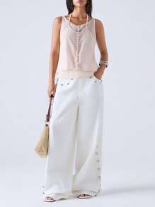 LYSMO Women's Lightweight 2 In 1 Deconstructed Tie Design Top - New Arrival Spring/Summer 2025 - Baby Pink - View 5