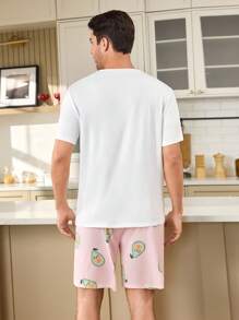CoupledUp Men's Cute Avocado Print Pajama Set, Loungewear - Multicolor - View 4