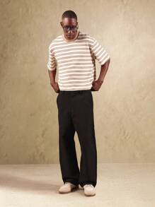 SUMWON Lässiges gestreiftes T-Shirt mit strukturiertem Rippstrick, hochwertige Kurzarm Alltagsessentials, klassisch für den Sommer - Verschiedenfarbig - Übersicht 4