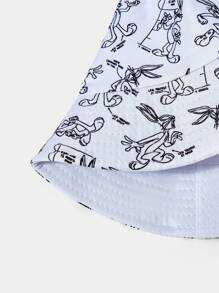 LOONEY TUNES X SHEIN Reversible All-Over Printed Sun Protection Bucket Hat - White - View 5