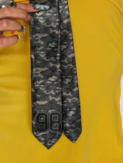 Grunge Punk 1 pieza Corbata decorativa de moda de estampado de leopardo estrecho, apropiada para estudiantes