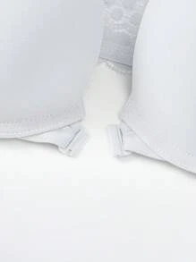 1pc Women's Underwire Front Closure Lace Patchwork Bra For Small Bust, Lift And Supports Sexy Back - White - View 6