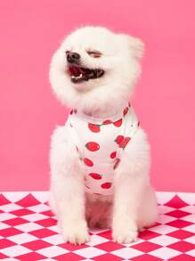 PETSIN Soft Material Lightweight Breathable Pet Vest With Cute Minimalist Tomato Print Pattern, Suitable For Cats & Dogs, Popular In Europe And America, Summer