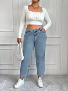 EURMUSE Plus High Waist Mom Fit Jeans