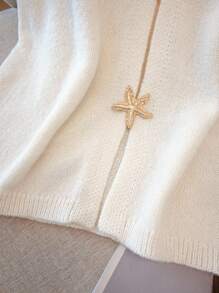 Regalyn Top de punto sin mangas con botones con estrellas para mujer de talla grande