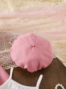 SHEIN Babygirl Chic Verstatile Mesh Skirt, Blazer, Tank, & Hat 3pcs Outfit Set - Pink - View 8