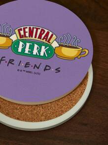FRIENDS X SHEIN 杯垫4件套，吸水饮料杯垫带支架，热带度假风格陶瓷饮料杯垫，用于保护桌面，茶几装饰，非常适合家居装饰，搬家礼物 - 彩色 - 查看 5