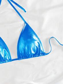 Swim Vcay Women's Solid Color Swimsuit Top, For Vacation & Beach For Summer - Blue - View 5