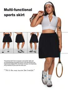 Mini-jupe de sport polyvalente et décontractée de couleur unie pour femmes en tailles plus