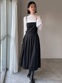 FRIFUL 女式纯色纹理喇叭袖上衣，荷叶边长袖女式上衣 - 白色 - 查看 5