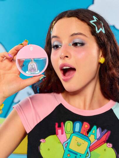 Adventure Time X ROMWE Cartoon Pattern Transparent Fashion Pink Spray Bottle