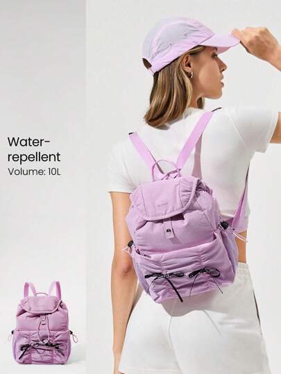 GLOWMODE 10L Take A Bow Waterproof Bow Knot Details Adjustable Strap Backpack Gym Studio Vacation Shopping Travel Daily Casual Wear
