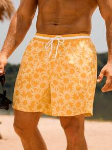 Manfinity VDAYZ Pantalones cortos de playa sueltos con cordón en la cintura, estilo casual para hombre, verano