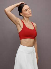 Activina Solid Crisscross Back Sports Bra - Red - View 6