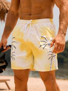 Surfspeed Men's Casual Vacation Drawstring Loose Beach Shorts, Summer - Yellow - View 4