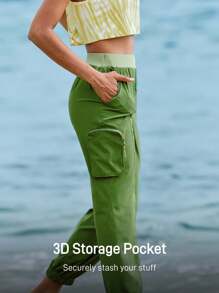 In My Nature 女式防水直筒户外裤，带拉链口袋 - 綠色 - 查看 2