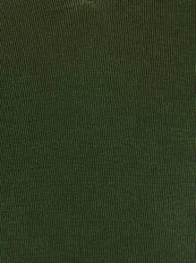 Nöista 性感纯色高开叉露背连衣裙，夏季 - 軍綠色 - 查看 4