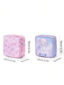 Pop Mart Azura X SHEIN 1 件卡通图案聚酯纤维收纳袋，可用作女性卫生收纳袋、数码收纳袋、小物件收纳袋，适合返校使用 - 彩色 - 查看 9