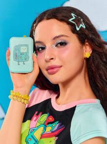 Adventure Time X ROMWE Espejo de mesa plegable y portátil de PU con diseño de dibujos animados, adecuado para viajar, regalo - Verde - Ver 4