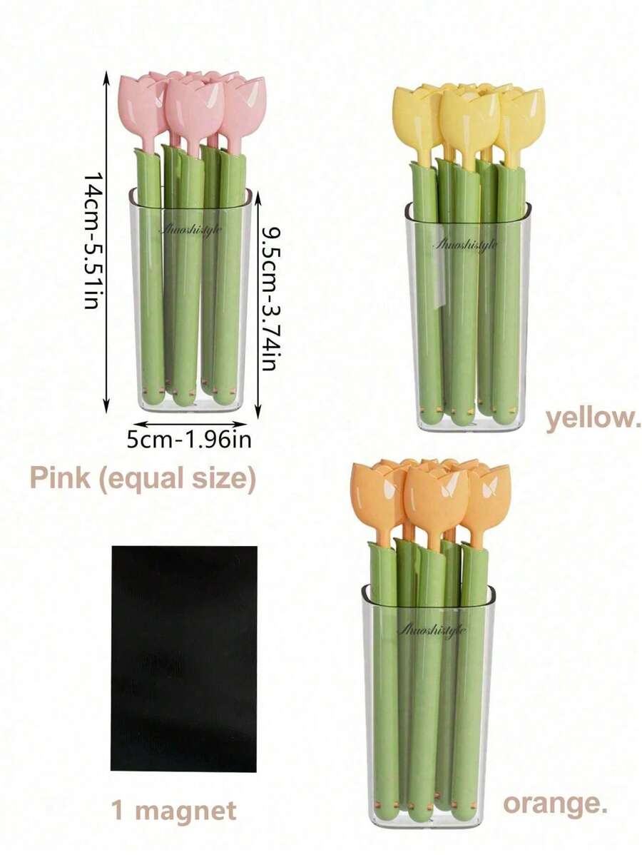 5pcs + Storage Box Tulip Shaped Food Bag Clips, Snack Bag Sealing Clips For Moisture Protection And Freshness Sealing Best Gifts Birthday Graduation - Pink - View 1