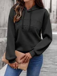 EMERY ROSE Women Casual Loose Letter Print Hoodie Sweatshirt Pullover Fall