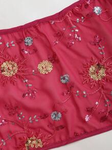 SHEIN Sweetro Áo cổ yếm thắt nơ trang trí thêu hạt cườm mới cho nữ, thiết kế dây buộc có thể điều chỉnh, phù hợp cho mùa xuân và mùa hè - Màu Hồng Tươi - Xem 5