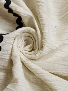 Zelara 大码女式度假拼布缎带喇叭袖荷叶边下摆连衣裙 - 米色 - 查看 7