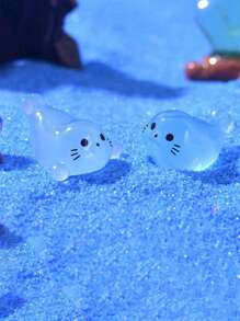 4 piezas/12 piezas/20 piezas Paquete, Cuatro mini ornamentos de luz de noche con forma de foca, nuevas luces de noche en miniatura de animales marinos de resina, focas, pingüinos, leones marinos, peces, adecuados para accesorios DIY en mini jardines y acuarios, ornamentos para pecera de paisaje micro, ornamentos para jardín exterior