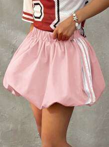 Coolane Kids Tween Mädchen Sommer Streetwear Niedlicher Farbblock Gestreifter Mini-Ballerrock