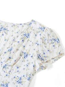 Ellevyn Vestido elegante con cintura fruncida y estampado floral
