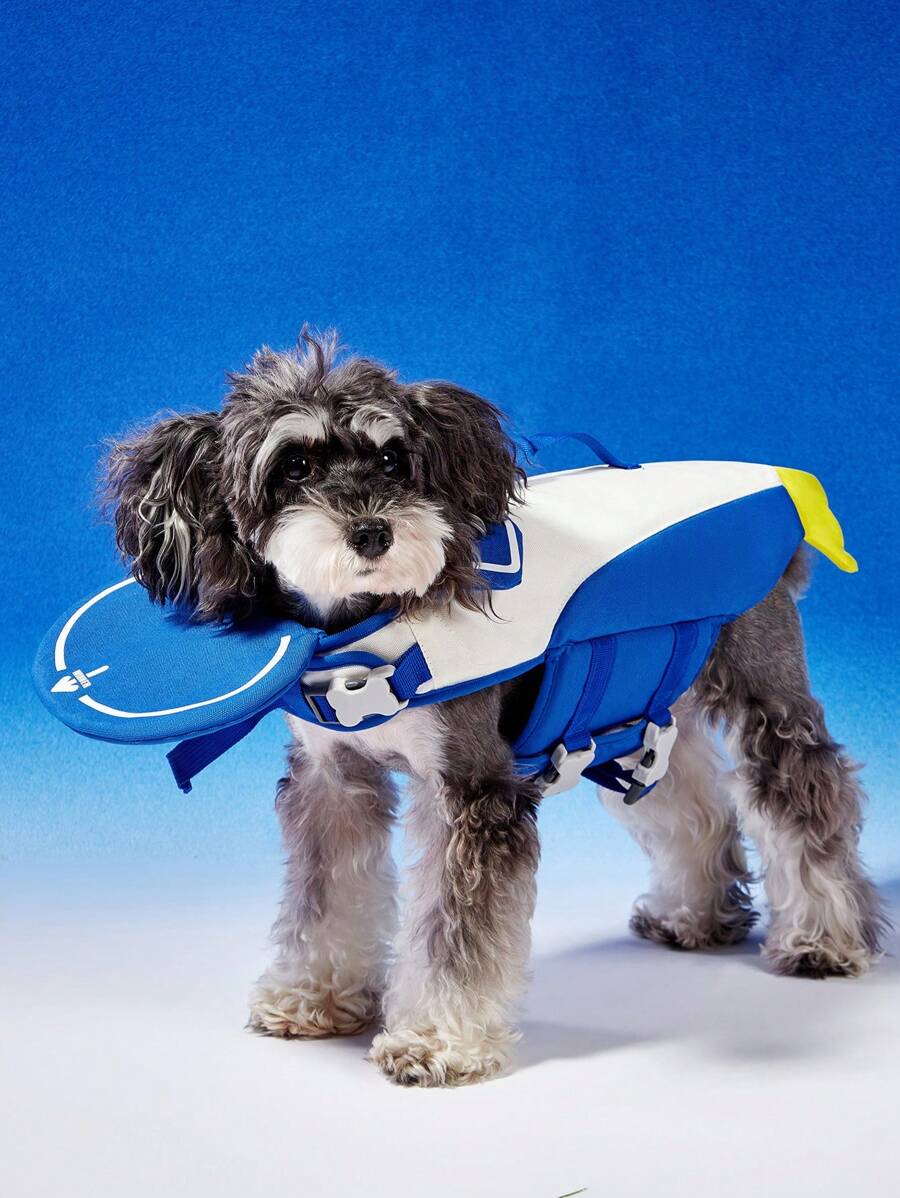 PETSIN Blue & White Penguin Design Pet Life Jacket, Comfortable Breathable Strong Buoyancy Adjustable Harness Summer Pet Swimwear - Multicolor - View 1