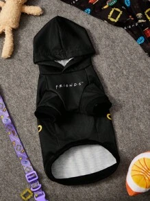 FRIENDS X SHEIN 1 pieza Sudadera con capucha para mascotas con estampado gráfico de café, ropa para gatos, ropa para perros, talla XXS-XXXXL, extra pequeño, extra grande, amistad, taza de café