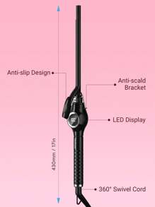Teckwe 9mm Tiny Curling Wand,Ceramic Small Barrel Curling Iron With Adjustable Temperature,Fast Heating,For Short & Long Hair-EU Plug - Black - View 5