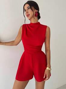 Firerie 女士优雅荷叶边 A 字迷你连体裤，休闲日常穿着，婚礼、派对、音乐节、节日，红色 - 酒紅色 - 查看 6