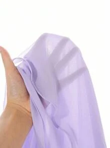 Pitira Pitira Abito lungo in chiffon elegante per ragazze adolescenti, con un spalla, collo a volant, drappeggiato ai lati, abito fluido per matrimonio/ospite di matrimonio/damigella/damigella di fiore, colore viola