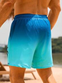 Manfinity Swimmode Men's Palm Tree Print Drawstring Waist Beach Shorts