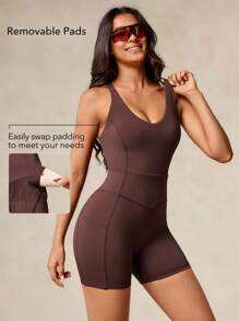 OutZeal 女士运动连体衣骑行健身服收腹吸汗文胸露背设计紧身衣