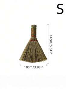 Cirelle 1PC Mini Natural Wheat Straw Handheld Broom – Soft Bristles Dust Sweeper For Sofa, Table, Desk, Carpet Cleaning – Home, Office, Kitchen Cleaning Tool - Brown - View 3