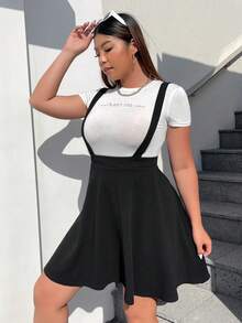 SHEIN EZwear 黑色连衣裙加纯色吊带裙（不含T恤）