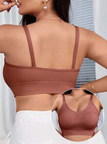 1pc Seamless Strap Women's Wireless Bra - Burnt Orange - View 2