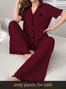 SHEIN Contrast Color Jacquard Knit Women's Casual Pants, Fall, Cozy