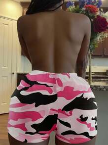 SHEIN Slayr Zomermode dames korte legging met camouflageletters en print