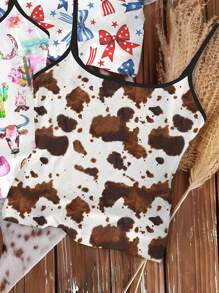 SHEIN EZwear Bộ 3 món đồ lót nữ họa tiết nơ hoa giản dị, thích hợp cho mùa hè - Nhiều màu - Xem 5