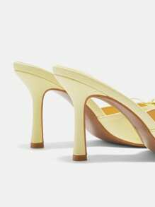 CUCCOO CURVES 女式 3.5 英寸浅黄色 PU 舒适时尚一脚蹬加大码厚底高跟鞋 - 黃色 - 查看 8