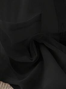Chiquease 雪纺口袋纽扣女式短袖衬衫 - 黑色 - 查看 6