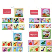 Zazumi Libro suave de tela para el aprendizaje temprano del bebé - Libro cognoscitivo en inglés de animales y vehículos | Libros para bebés, juguetes para infantes, calcetines de bebé, juguete de tractor, libro de baño