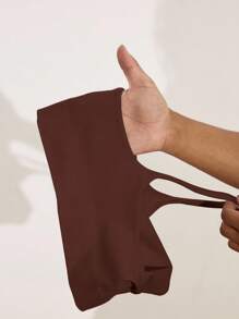 Activina Sujetador deportivo unicolor tejido de canalé - Café integral - Ver 8