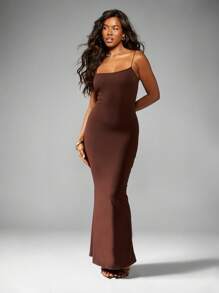 MISSGUIDED Rochie maxi elegantă, mulată, cu bretele, de seară, fără mâneci, mulată, lungime podea, elastică, pentru nuntă, petrecere, ocazii speciale