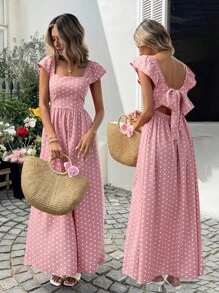 SHEIN LUNE 休闲女式波尔卡圆点领结盖袖中长连衣裙 茶会连衣裙 度假服装 波尔卡圆点 波尔卡圆点连衣裙 女士机场服装 女士教师服装 女士夏季连衣裙 女士休闲连衣裙 度假连衣裙 波西米亚风女装 夏季服装 女士生日连衣裙 女士夏季连衣裙 夏季连衣裙 女士夏季服装 女士度假服装 女士太阳裙 女士生日连衣裙 露肩上衣 度假连衣裙 飘逸连衣裙 波西米亚风女装 女士连衣裙 派对波尔卡圆点连衣裙 粉色女装 - 彩色 - 查看 1