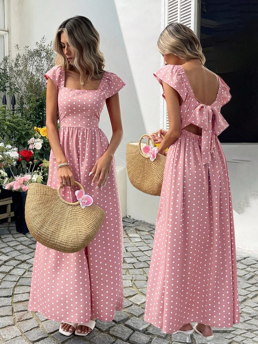 SHEIN LUNE 休闲女式波尔卡圆点领结盖袖中长连衣裙 茶会连衣裙 度假服装 波尔卡圆点 波尔卡圆点连衣裙 女士机场服装 女士教师服装 女士夏季连衣裙 女士休闲连衣裙 度假连衣裙 波西米亚风女装 夏季服装 女士生日连衣裙 女士夏季连衣裙 夏季连衣裙 女士夏季服装 女士度假服装 女士太阳裙 女士生日连衣裙 露肩上衣 度假连衣裙 飘逸连衣裙 波西米亚风女装 女士连衣裙 派对波尔卡圆点连衣裙 粉色女装 - 彩色 - 查看 1